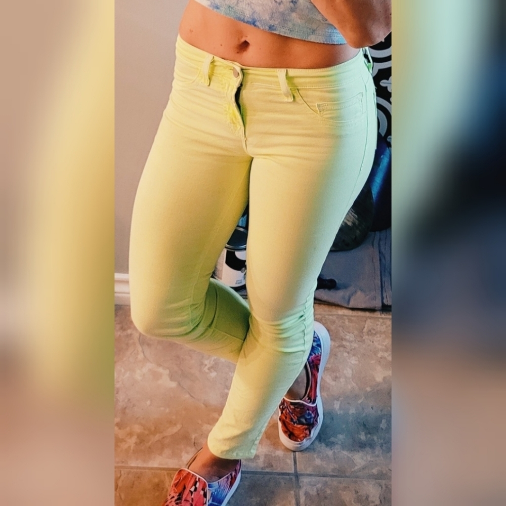 J Brand, size 24, neon yellow skinny jeans